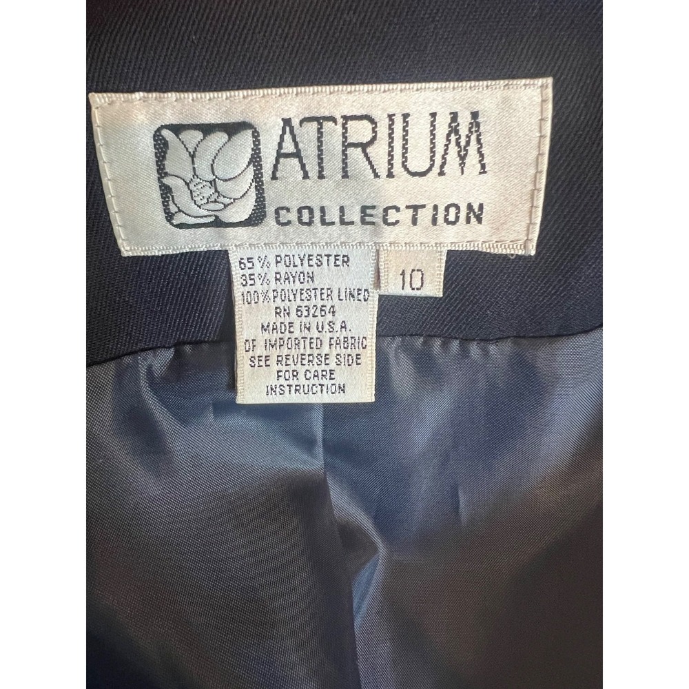 Atrium Collection Womens Size 10 Navy Blue 2 Piece Blazer Pleated Skirt Suit USA - Picture 4 of 4